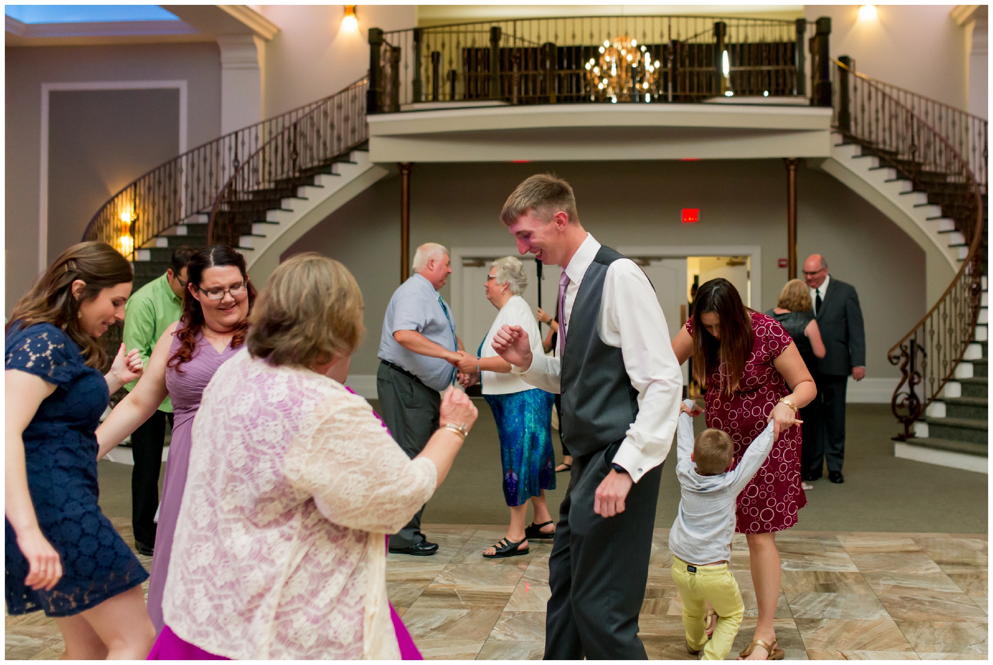 wedding reception guests dancing at Bel Air Events in Kokomo Indiana