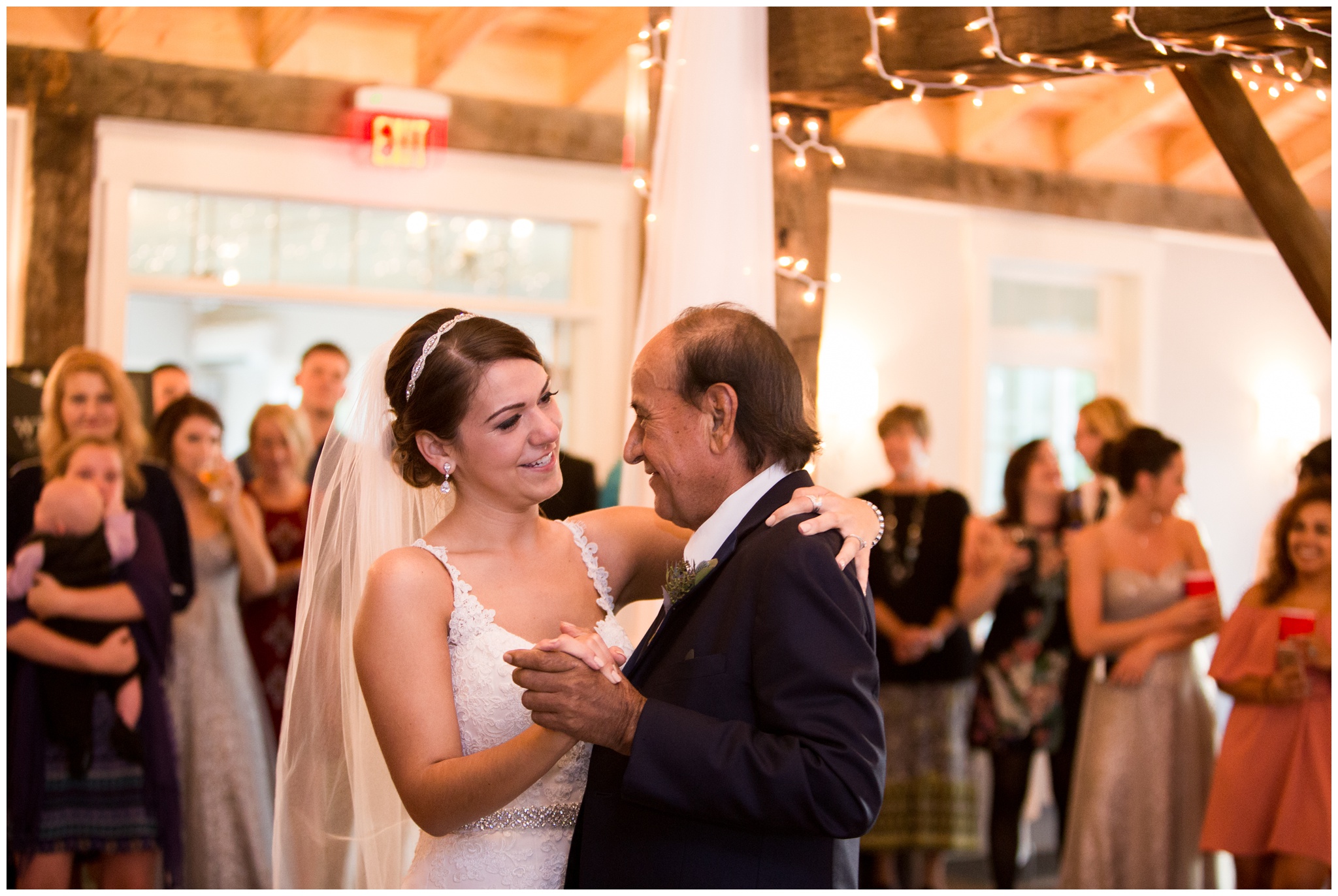 father-daughter dance at reception at the Lodge at River Valley Farm in Yorktown Indiana