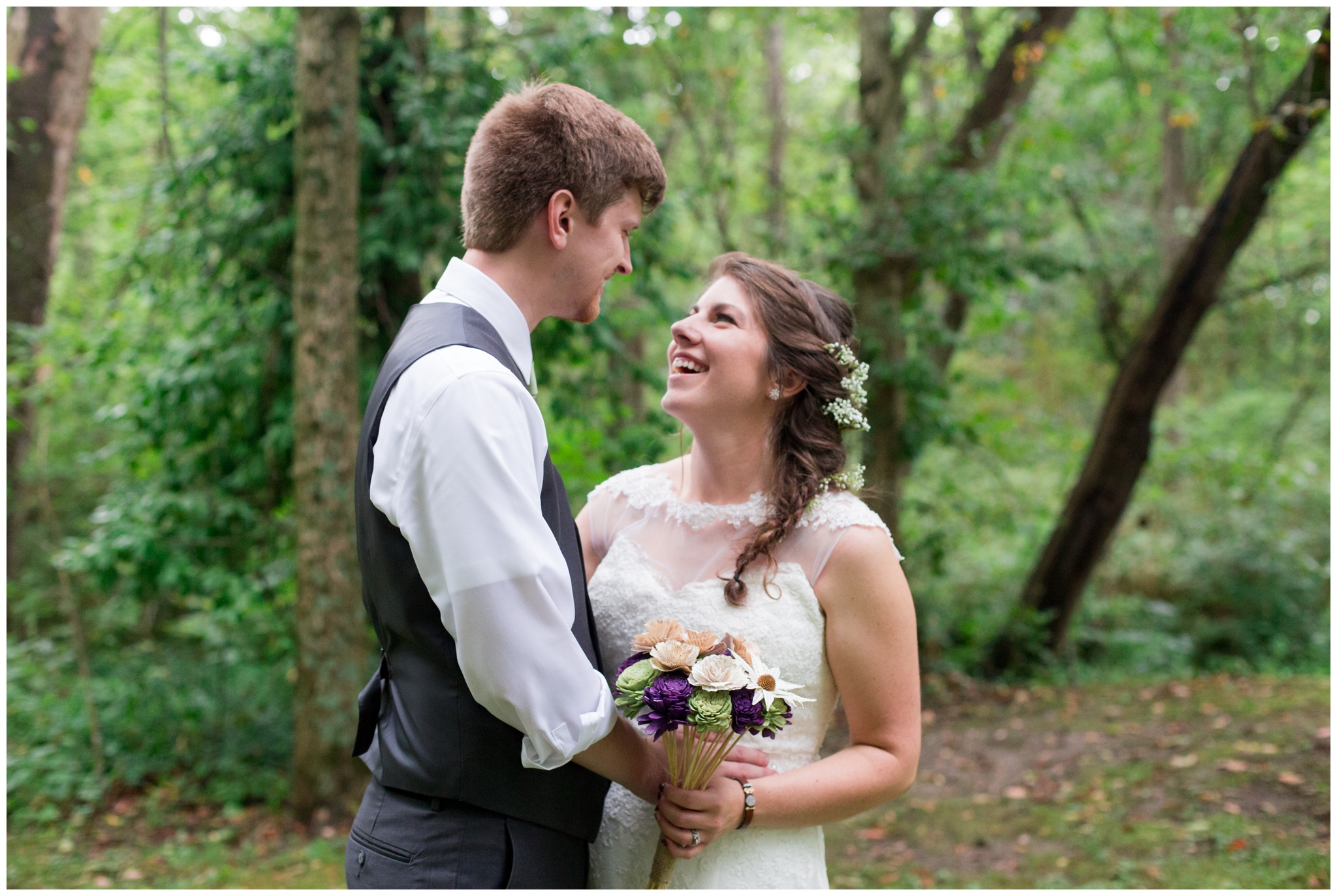 bride and groom portraits at Historic Meeting House at New Garden in Fountain City Indiana