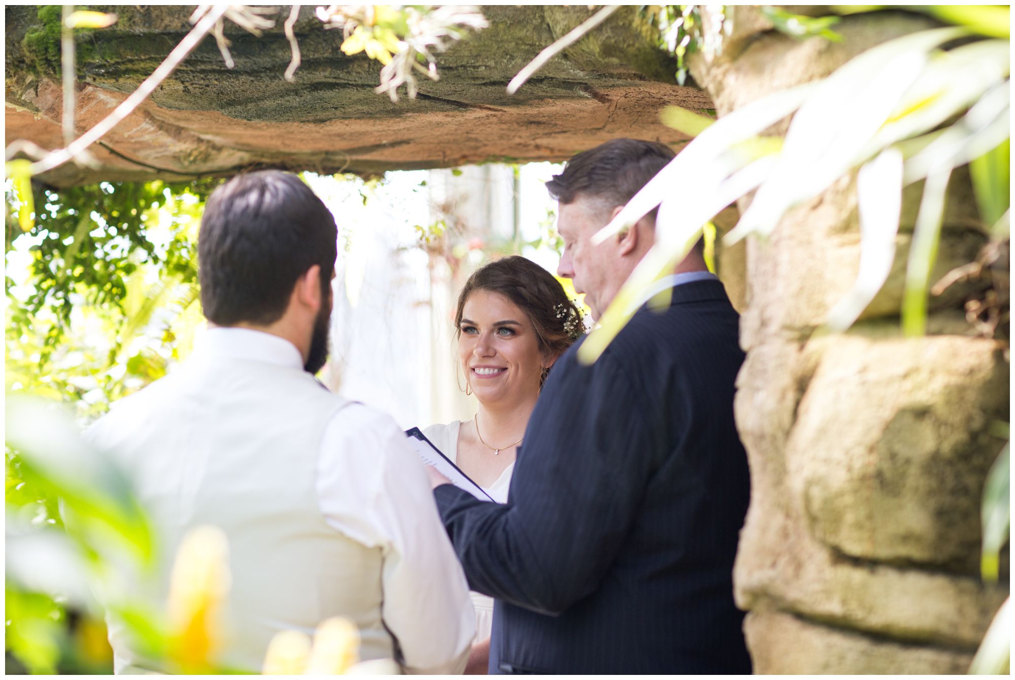 intimate wedding ceremony inside Garfield Park Conservatory in Indianapolis