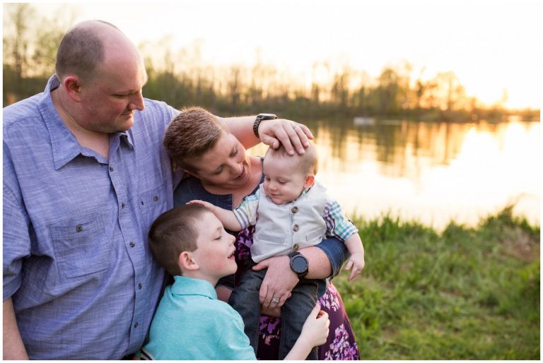 intimate family portrait during family session at Kokomo Reservoir