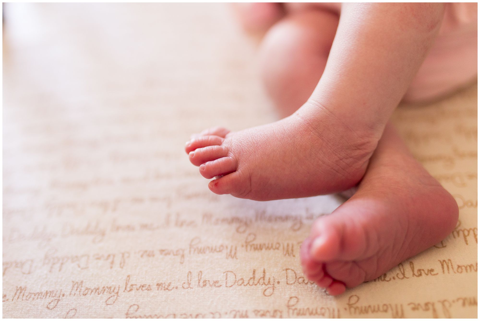 Westfield newborn photographer capturing toe details of new baby