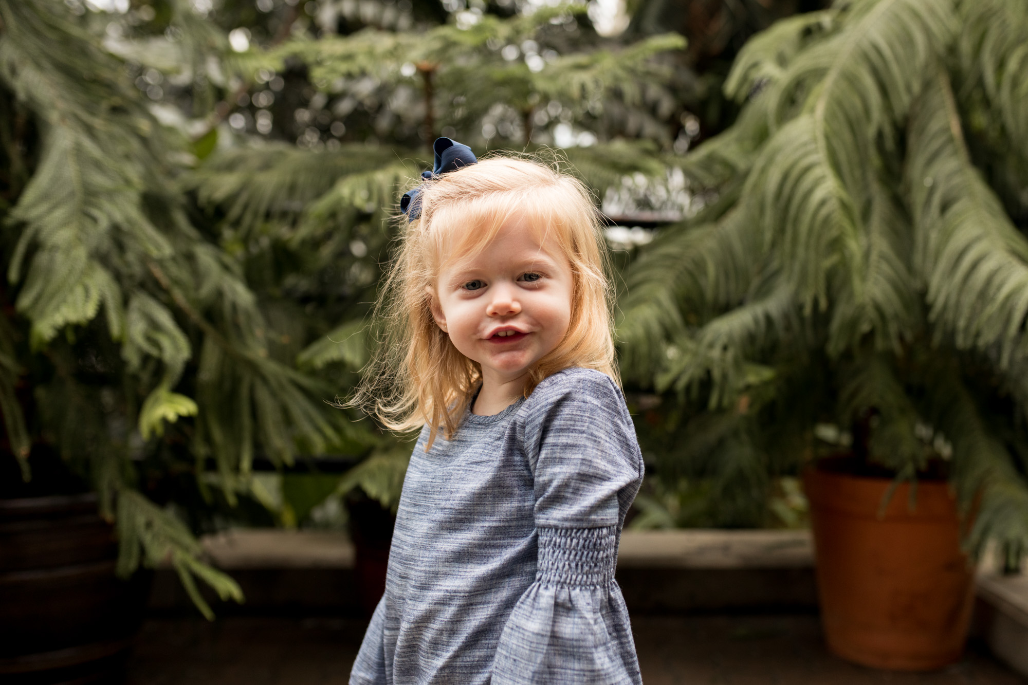 little girl during Fort Wayne family photography session at Foellinger-Freimann Botanical Conservatory