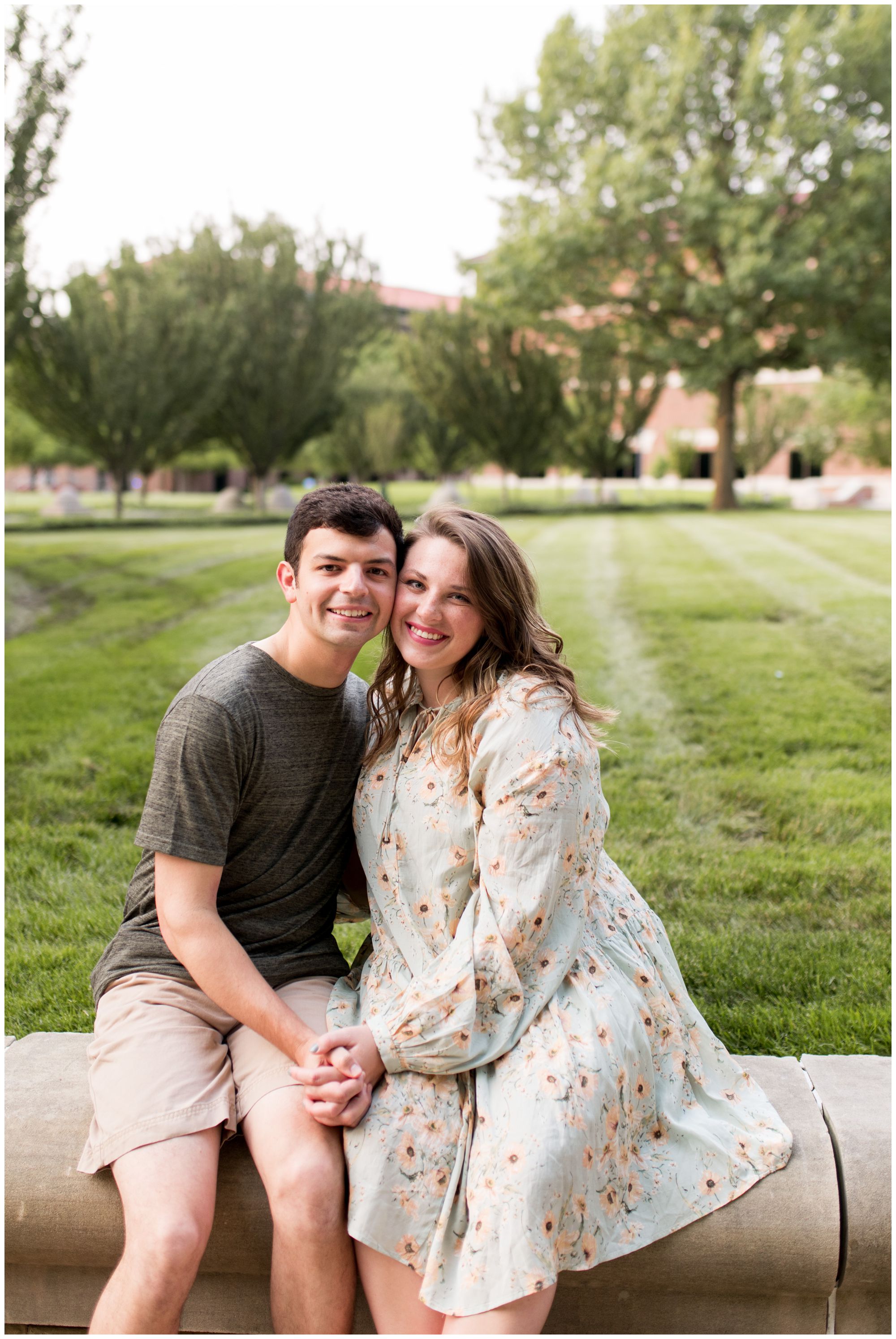 bride and groom engagement photos at Purdue University in West Lafayette Indiana