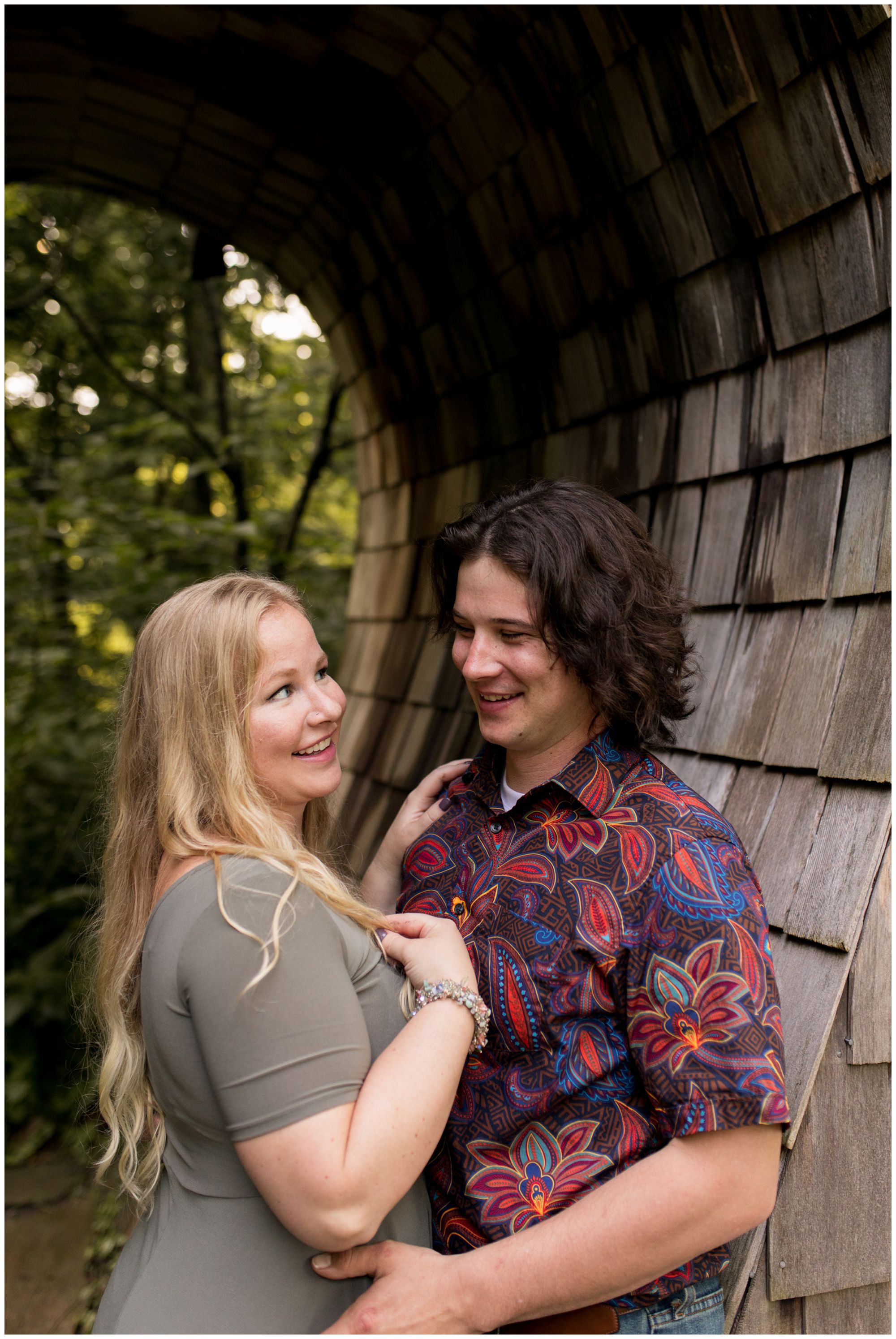 bride and groom engagement session in Broad Ripple Indiana