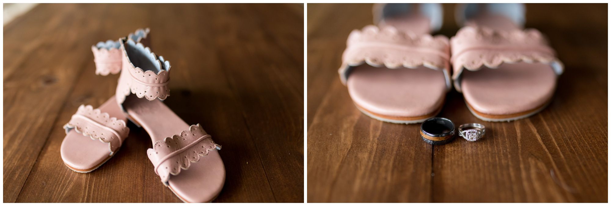 bride's pink sandals for Indianapolis wedding day