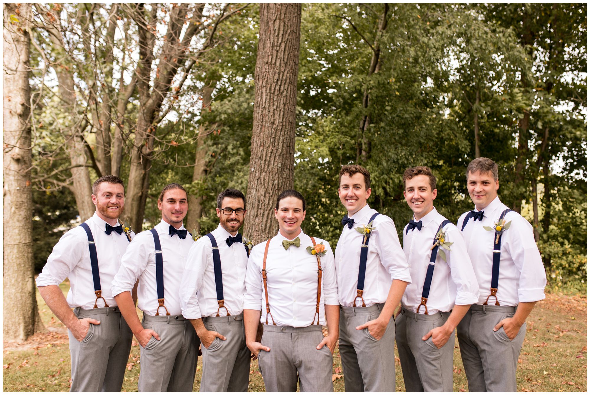 groom with groomsmen before wedding at Forest Park in Noblesville
