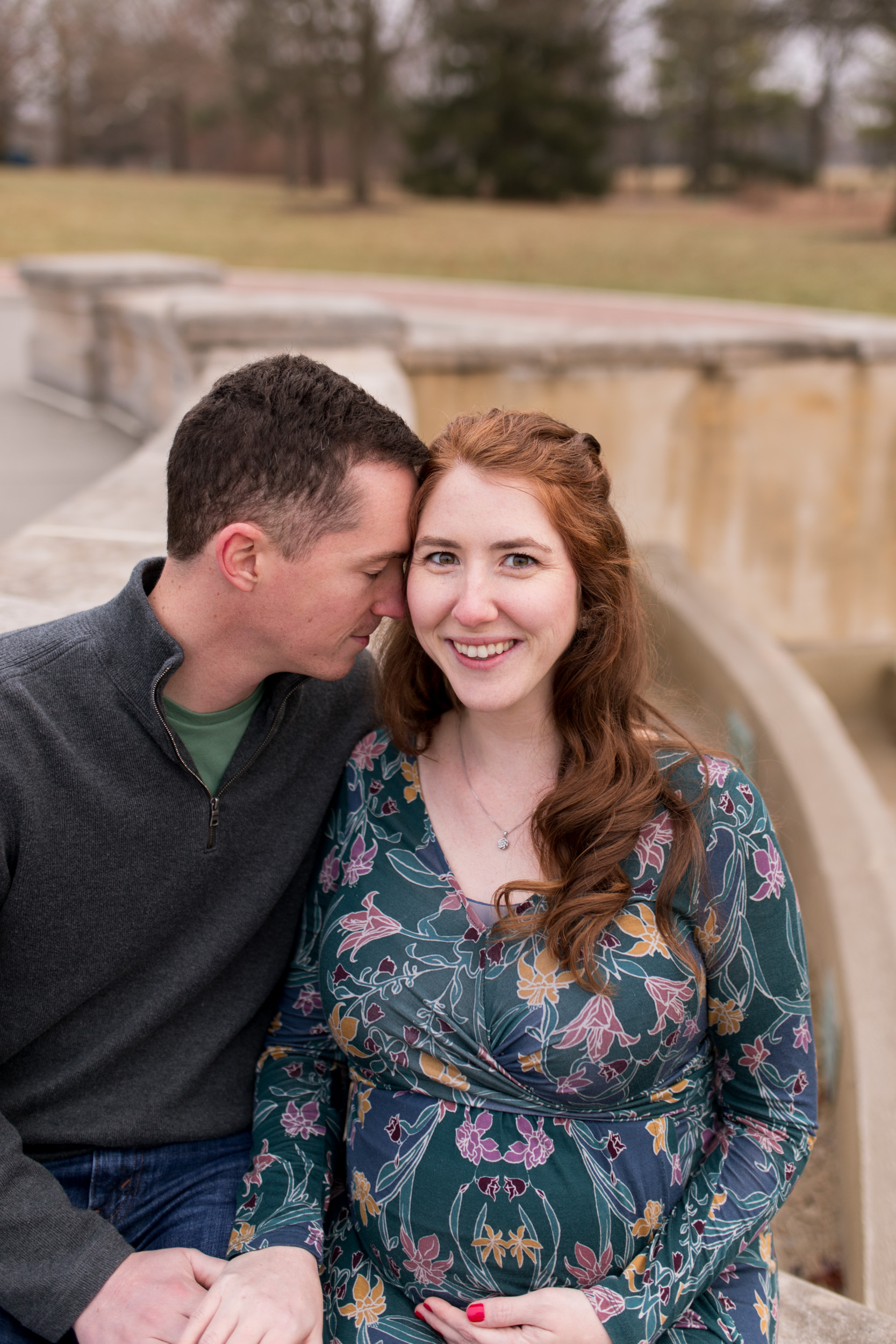 winter Coxhall Gardens maternity session in Carmel Indiana