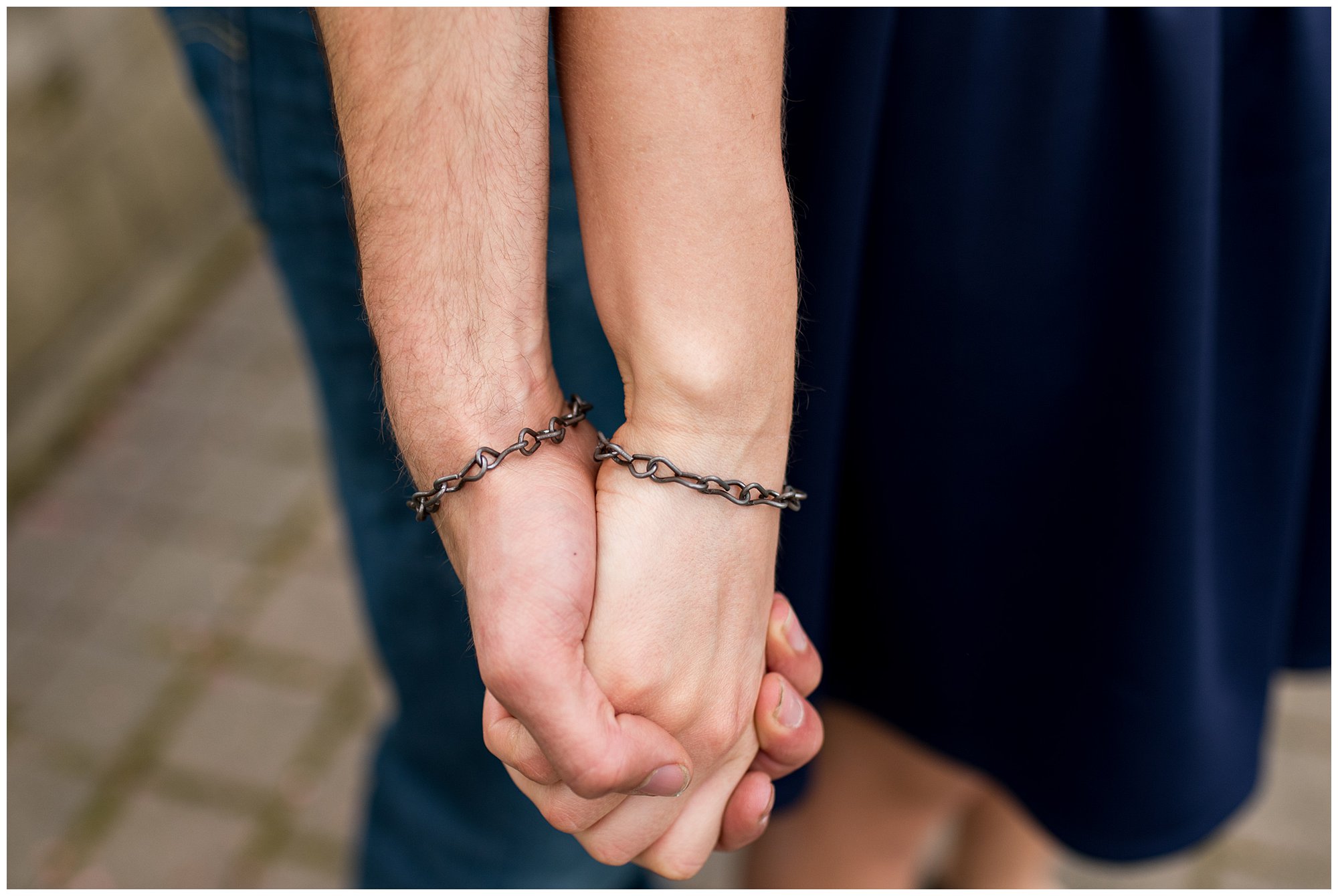 close up of couple's hands during engagement session