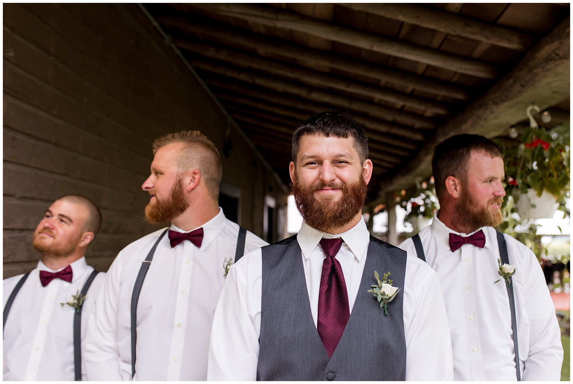 groom and groomsmen photos at The Old Mill Village
