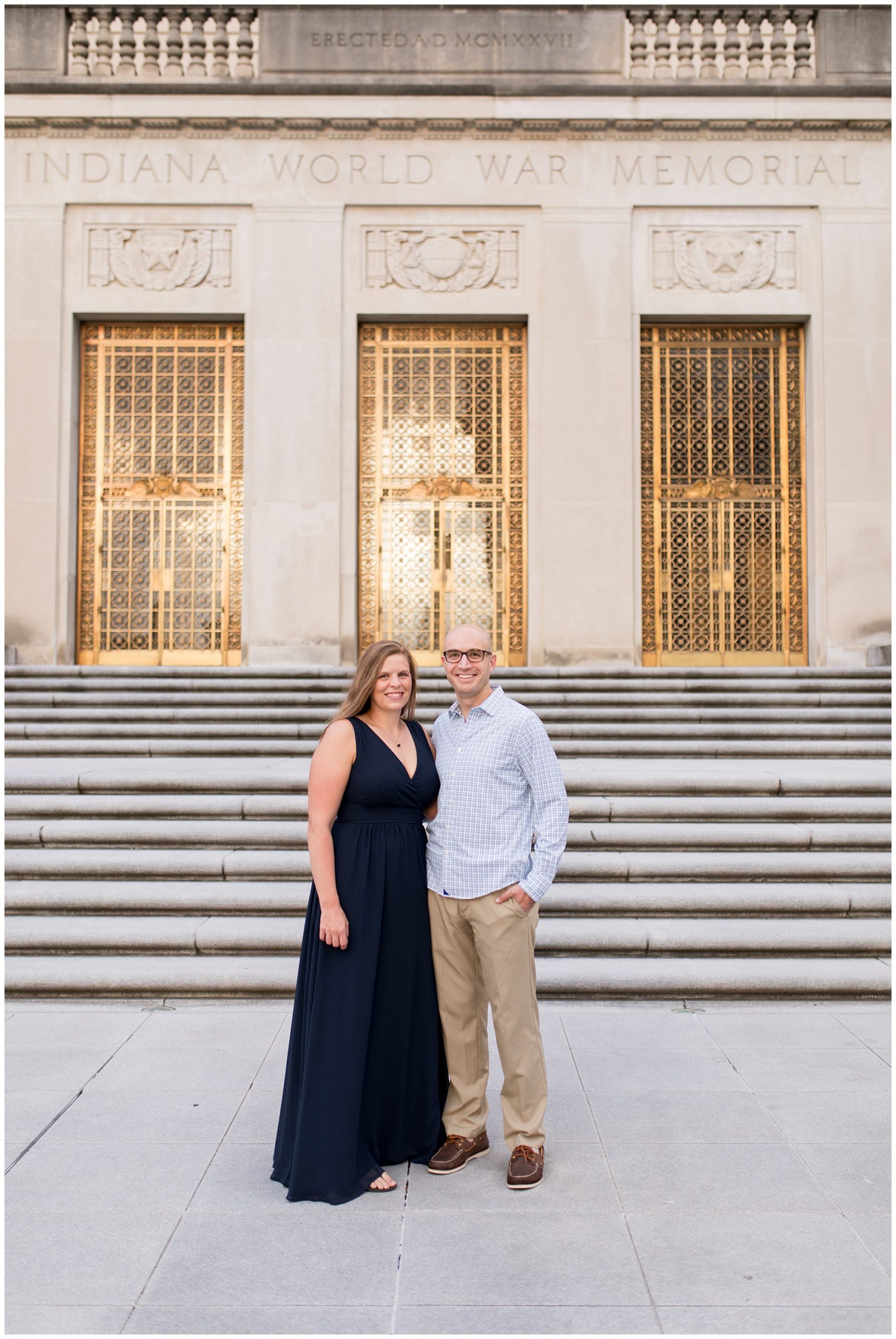 downtown Indianapolis engagement session at Indiana War Memorial