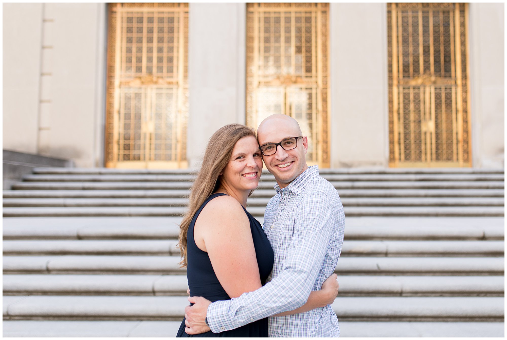 engagement session at Indiana War Memorial in downtown Indianapolis