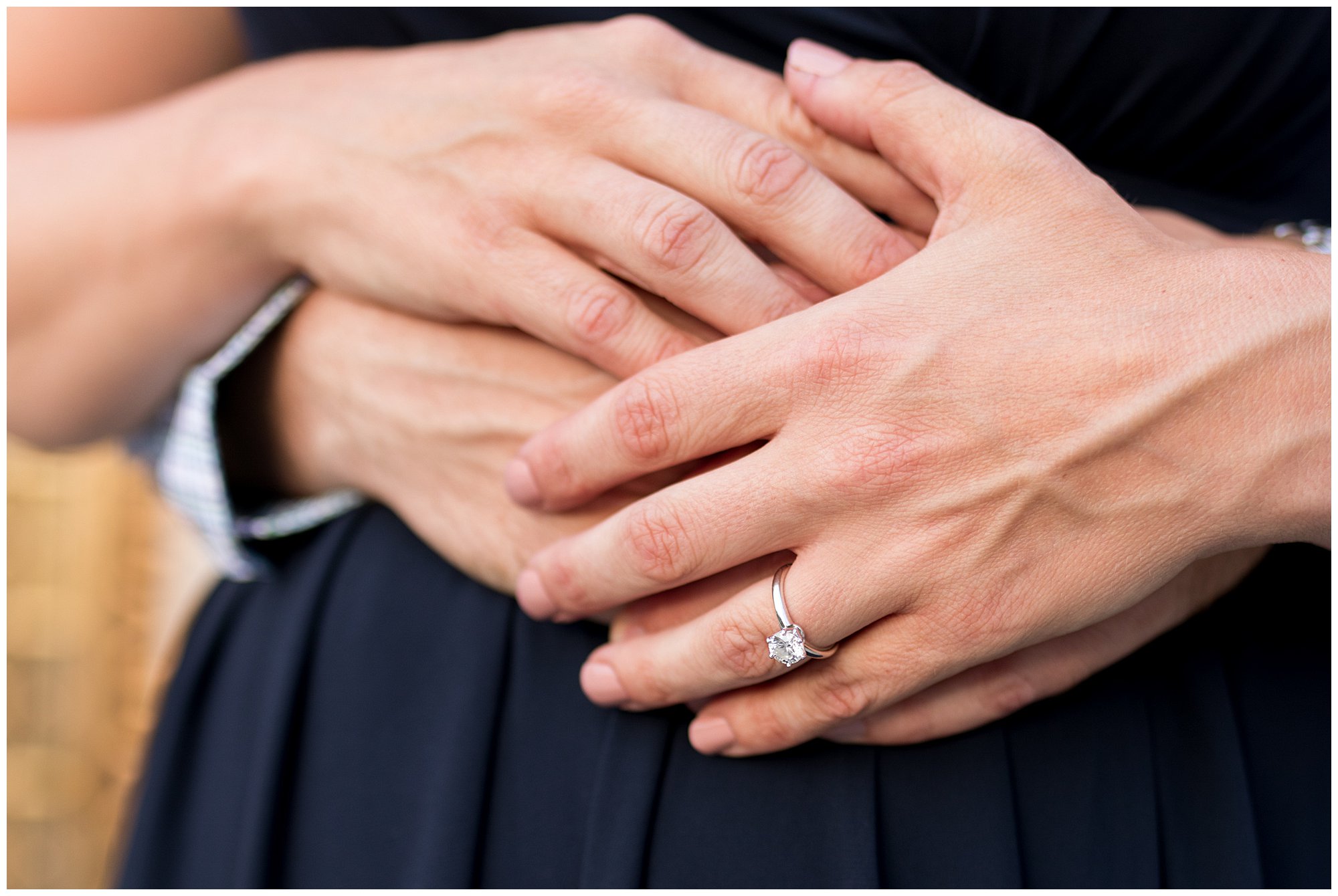 close up of couple's hands during downtown Indianapolis engagement session