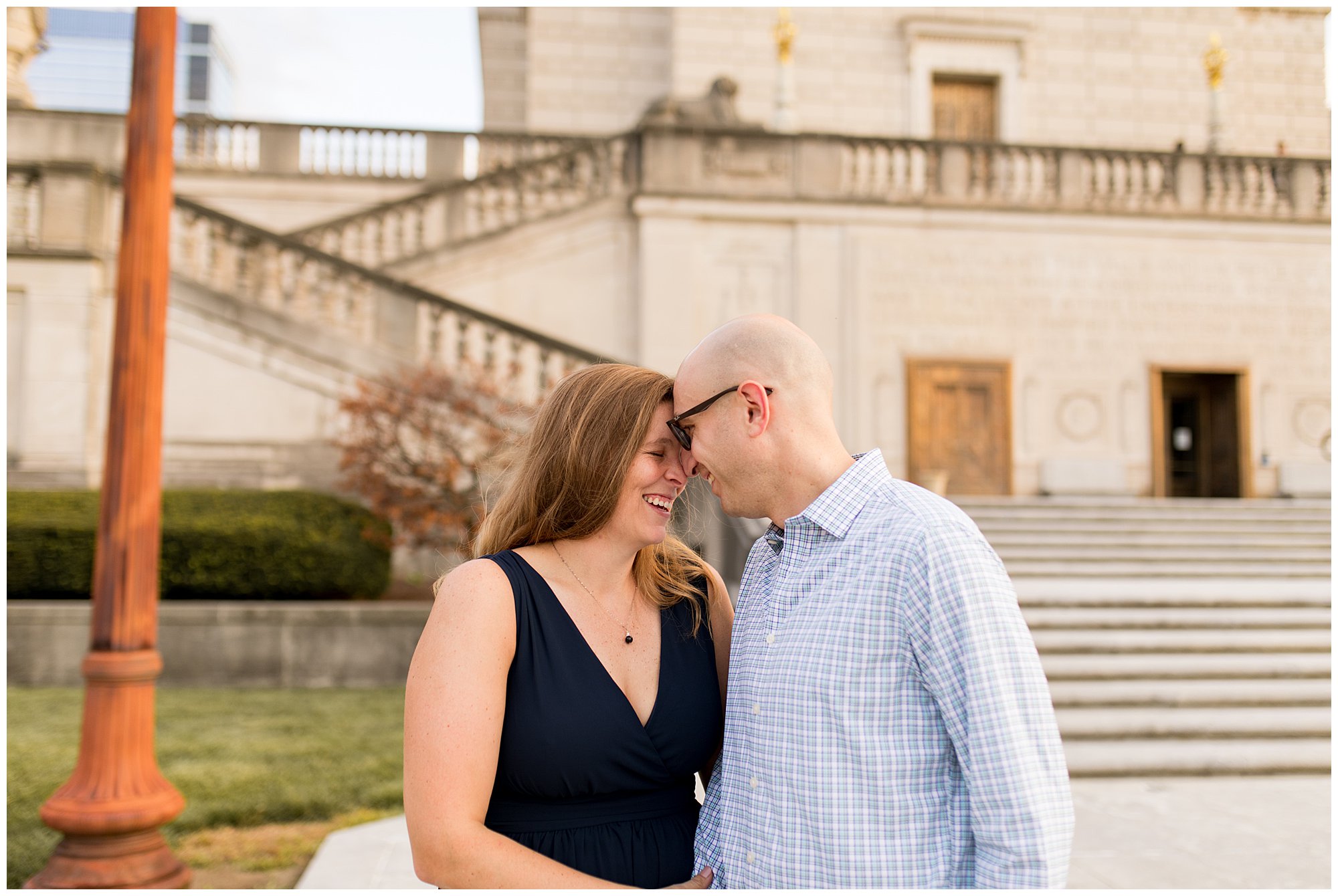 engagement session at Indiana War Memorial in Indianapolis