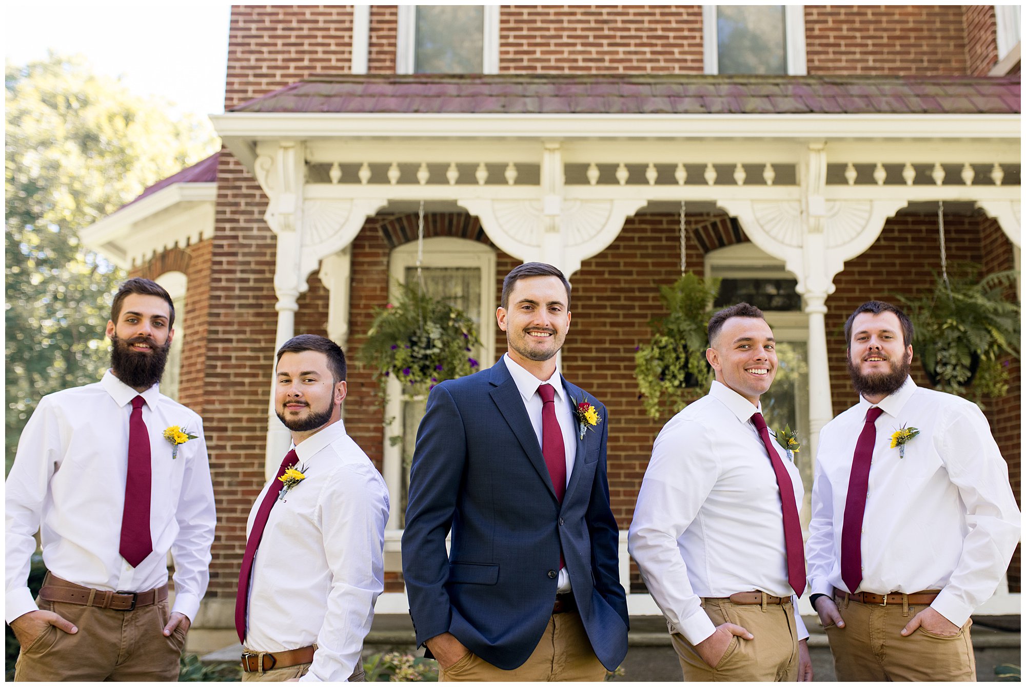 groom and groomsmen at Legacy Barn wedding venue in Kokomo Indiana