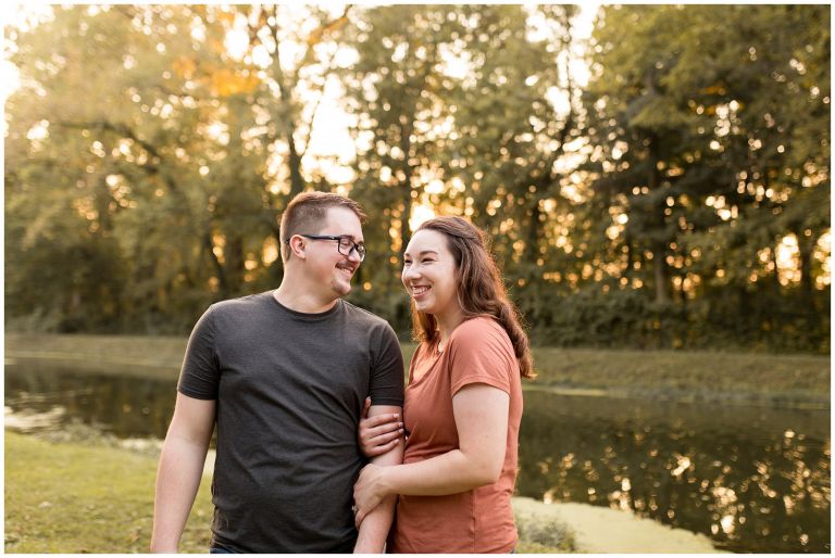 sunset engagement session at Holcomb Gardens