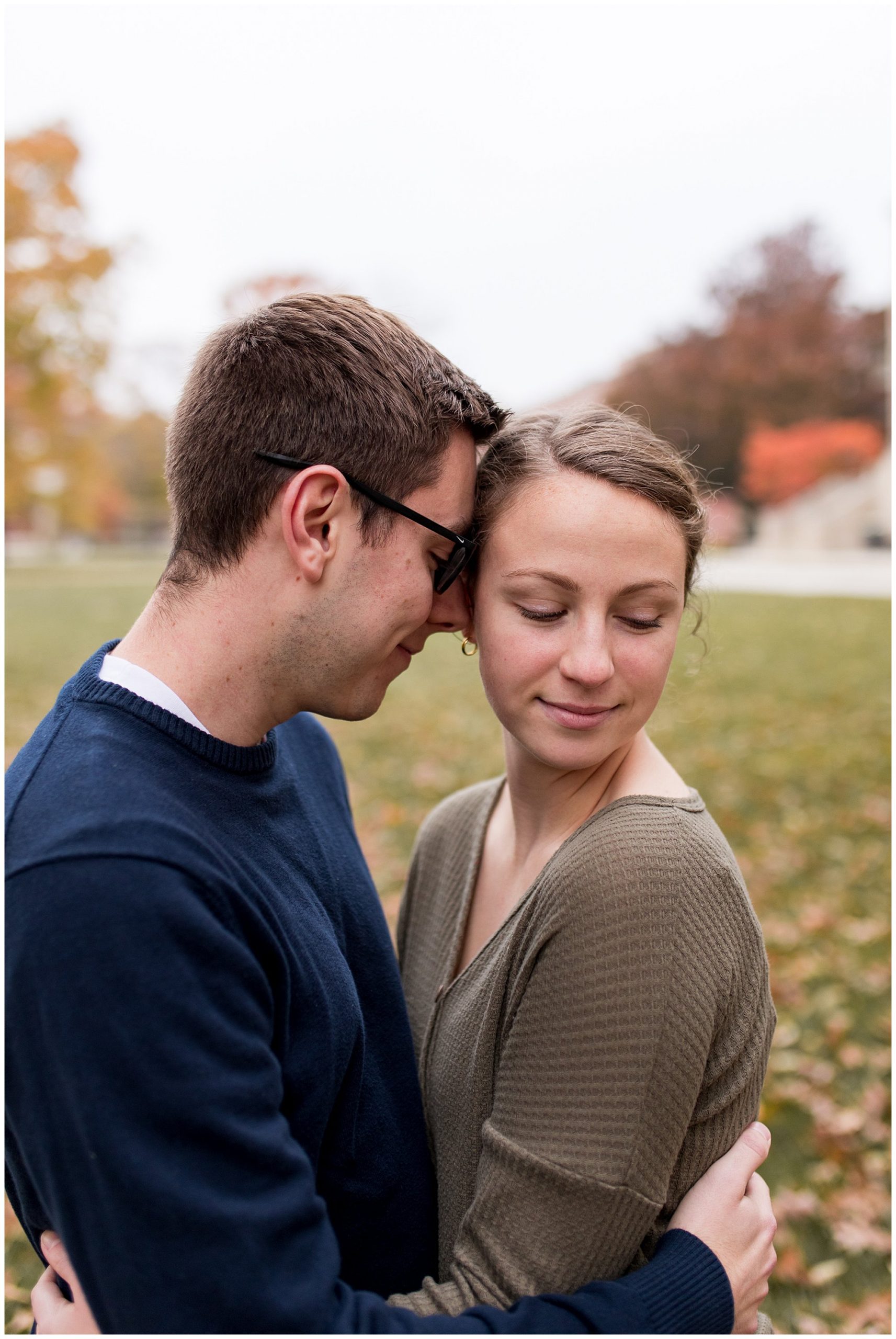 fall engagement session at Ball State University in Muncie Indiana