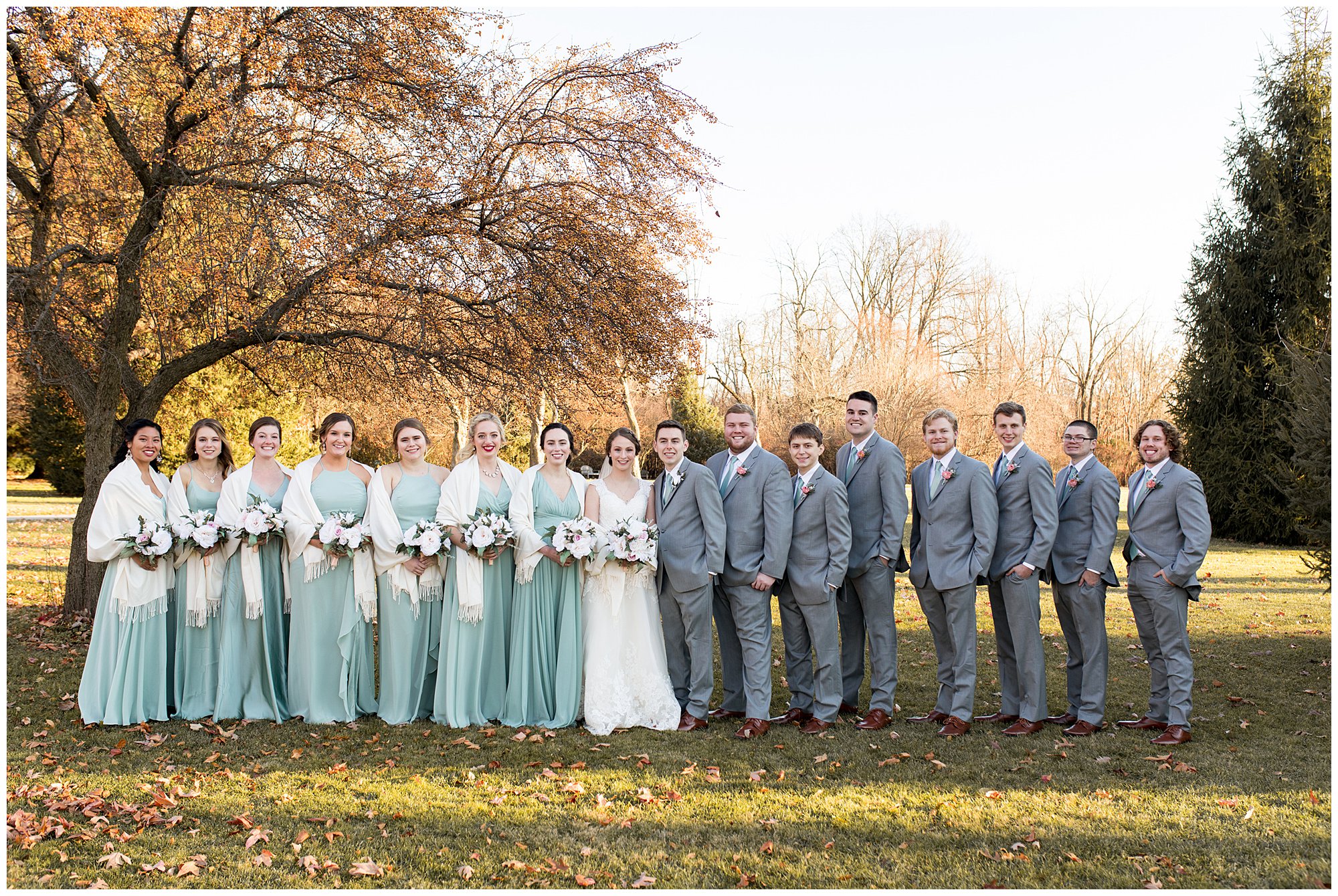 wedding party portraits at Foster Park in Fort Wayne Indiana