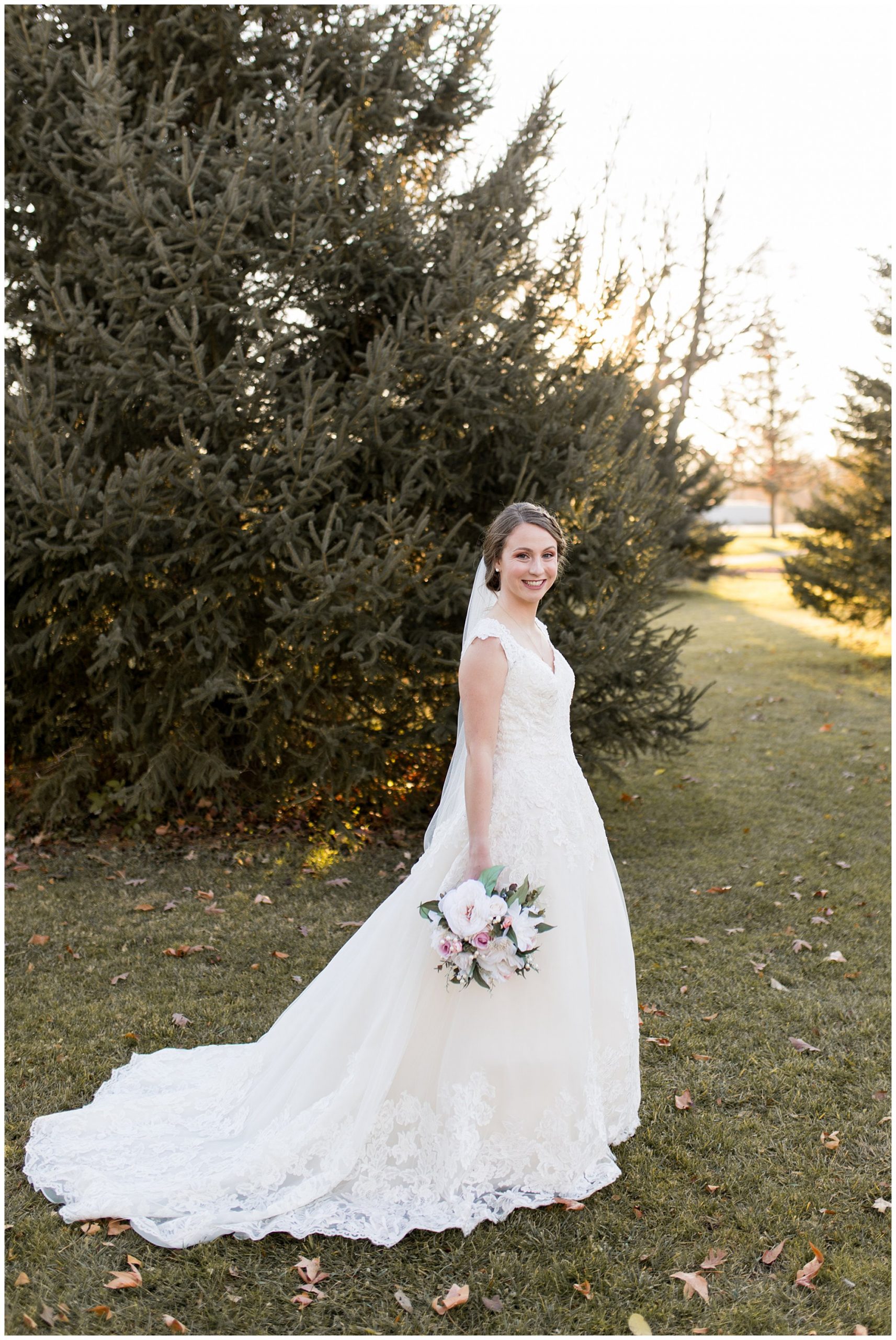 bride photos after winter wedding in Fort Wayne