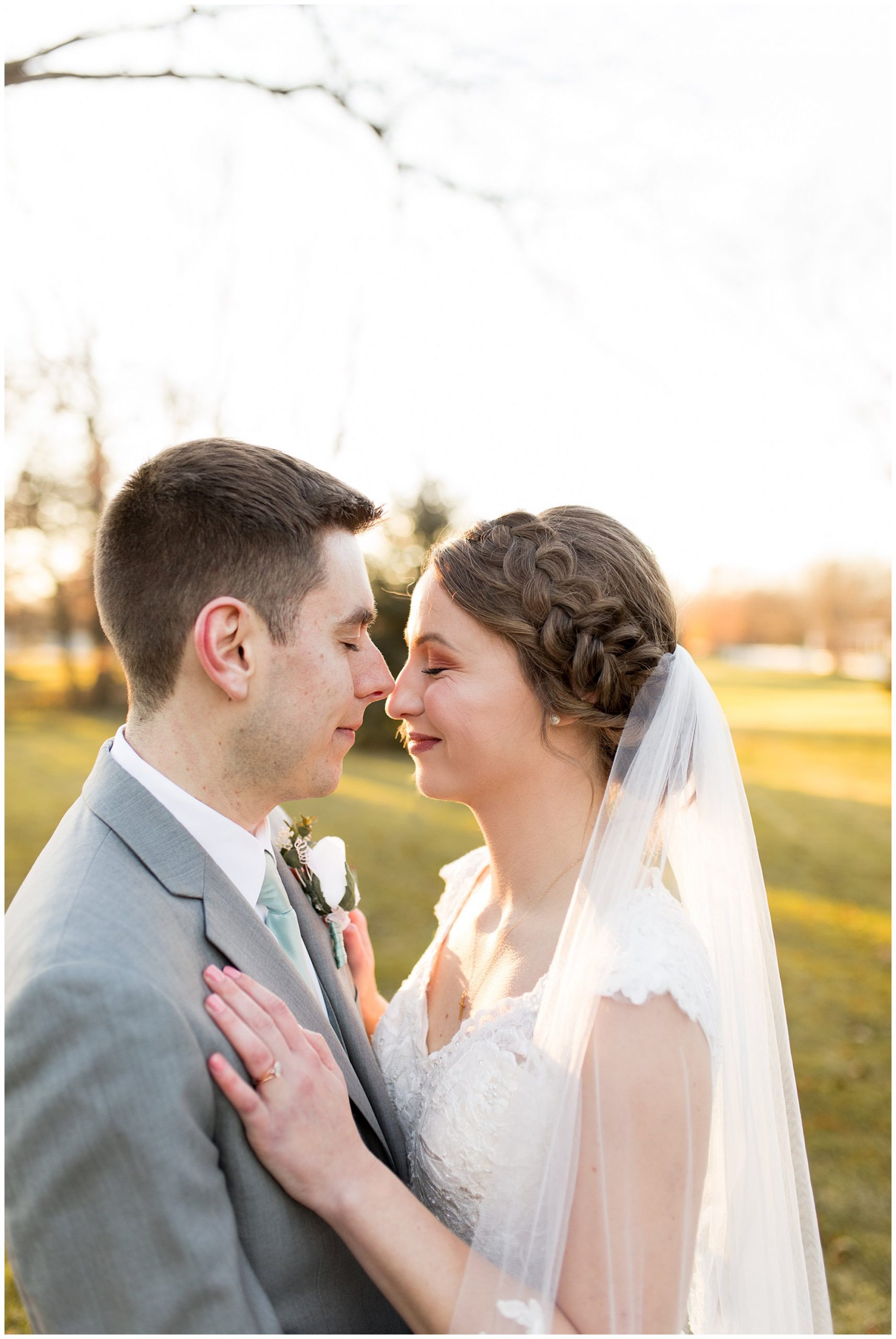 bride and groom portraits at Foster Park in Fort Wayne Indiana
