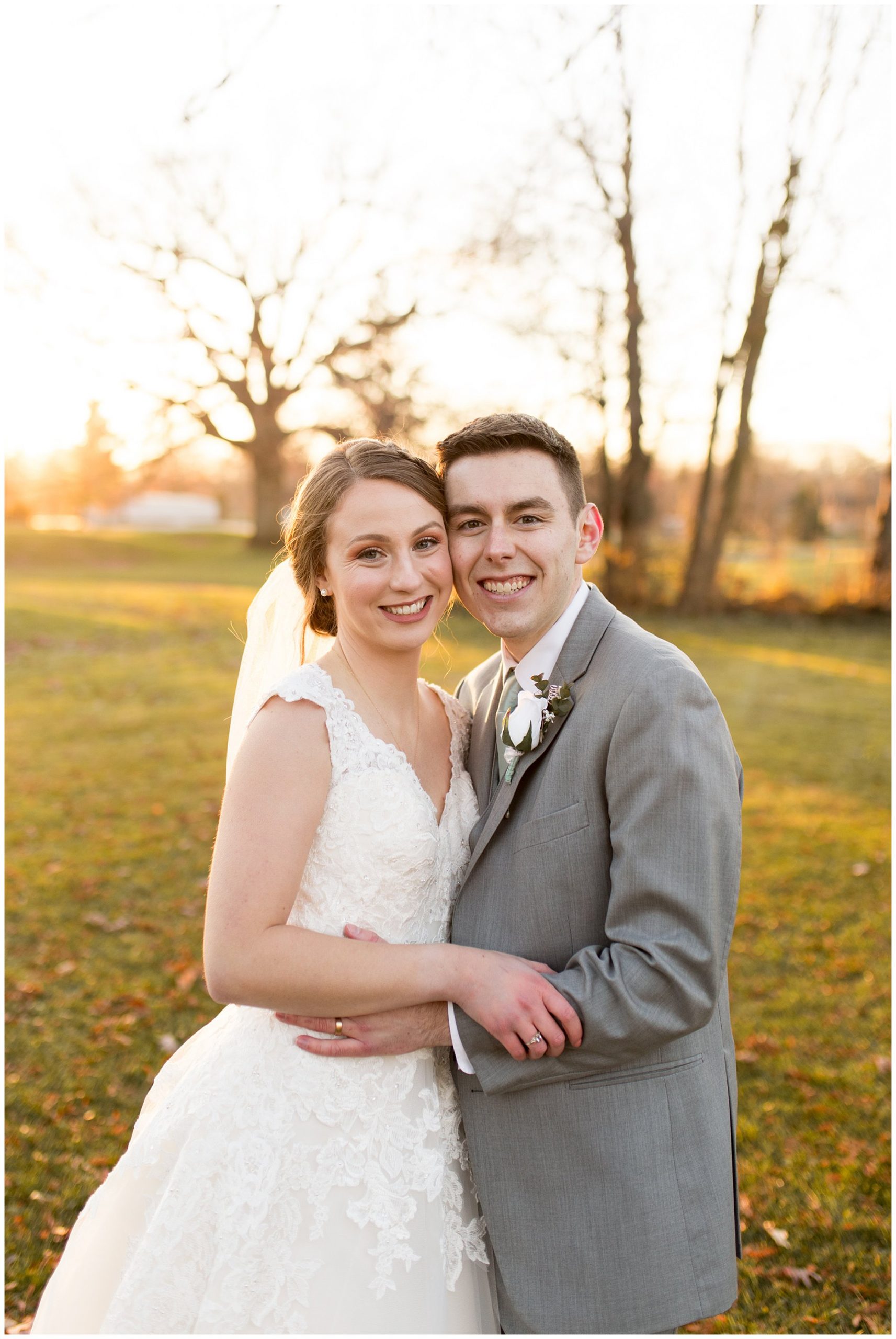bride and groom portraits at Foster Park in Fort Wayne Indiana