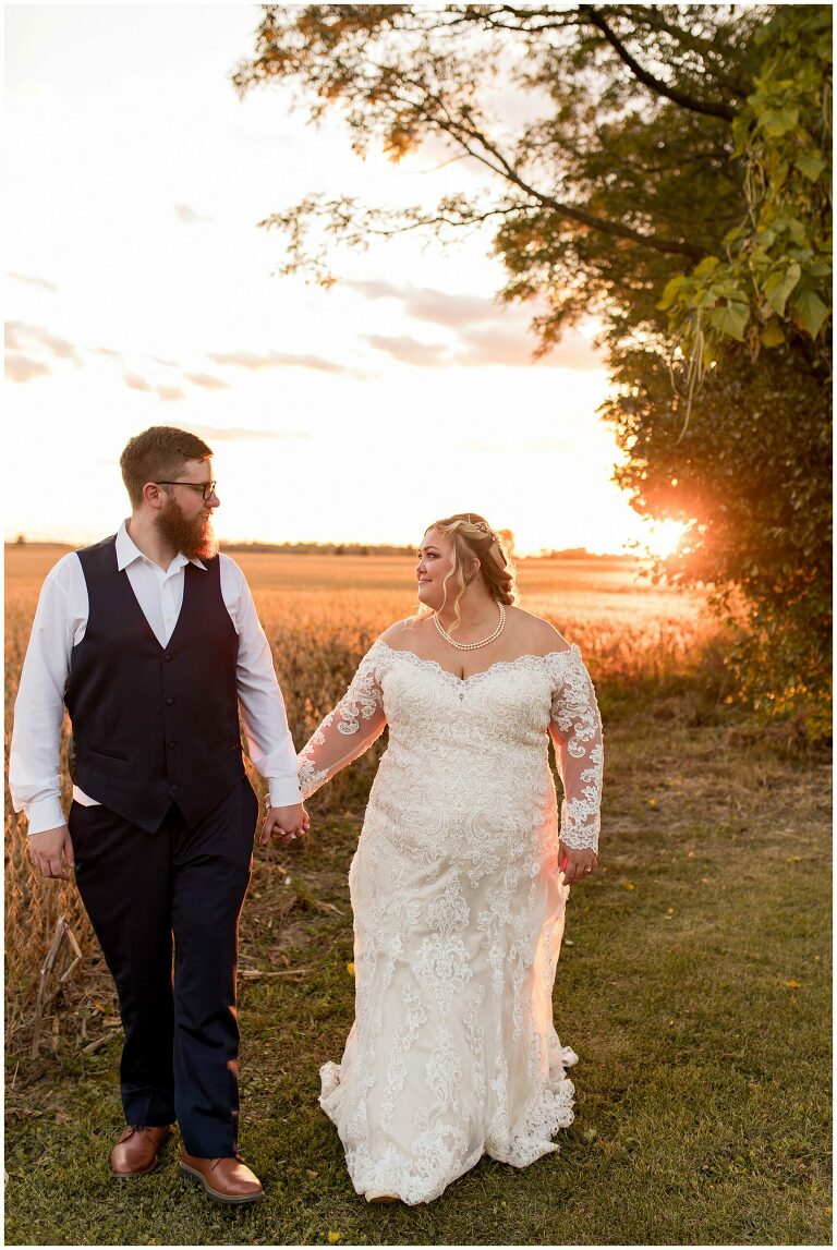 bride and groom at private property wedding in Winchester, Indiana